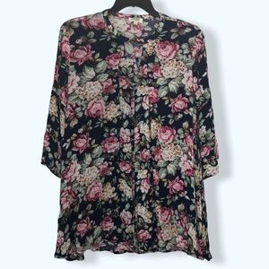 Umgee Navy Floral Print Mini Dress Sz Med